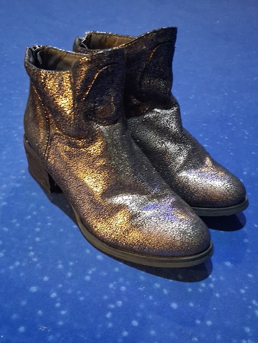 Not Rated Sparkle Ankle Booties in Iridescent Black